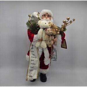 Windy Hill Collection Santa Figurine 18" Red Velvet Teddy Bear Christmas Decor